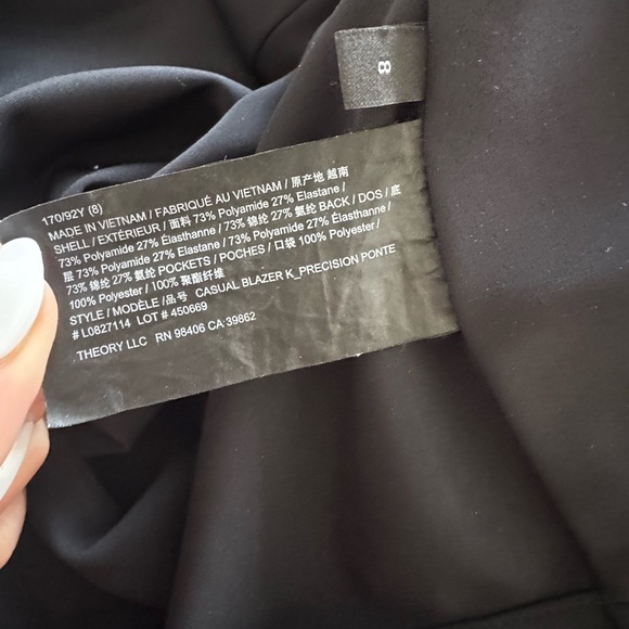 Theory Casual Single-Breasted Blazer size 8 in Black - Picture 10 of 12